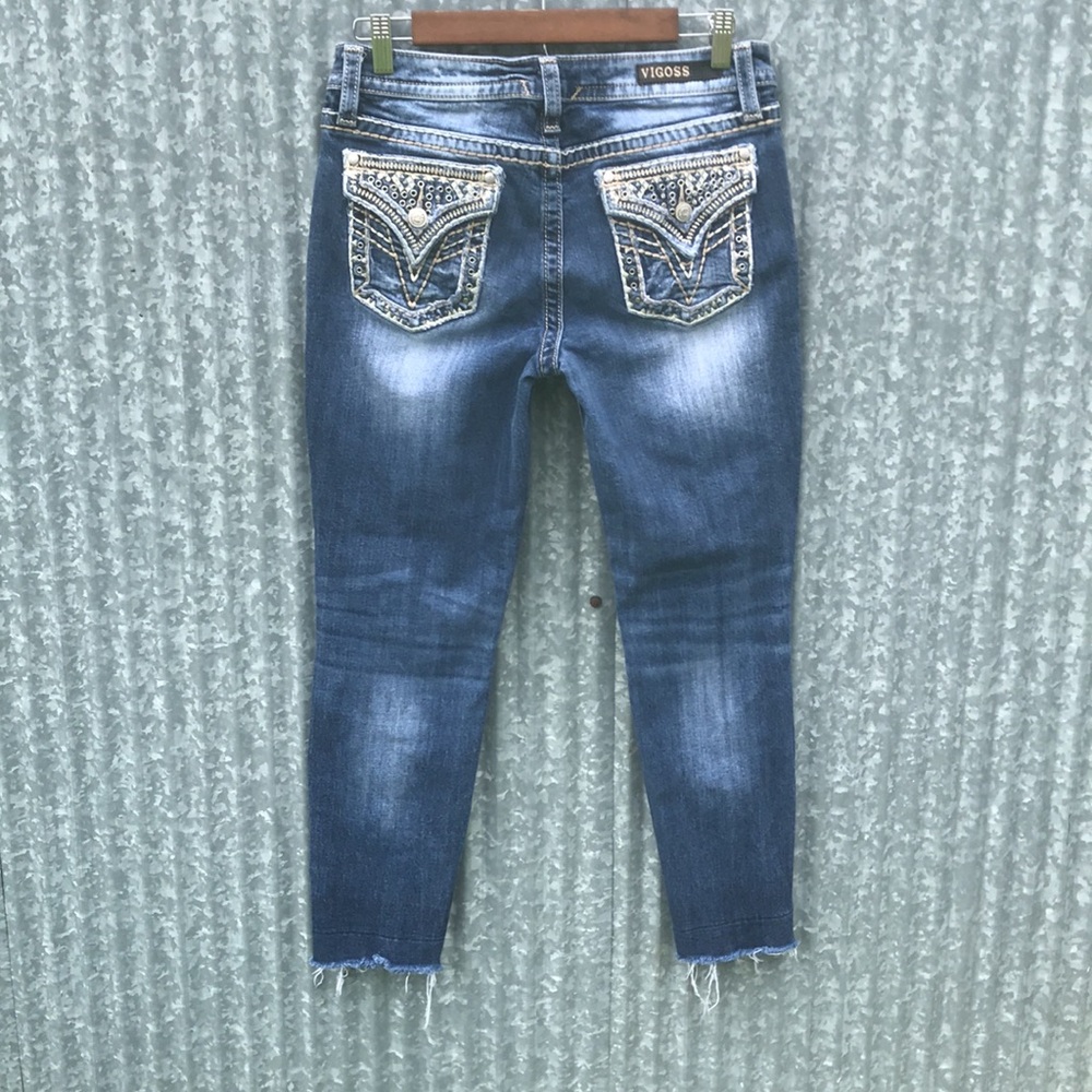 Vigoss Heritage Fit Distressed Capri Denim Jeans